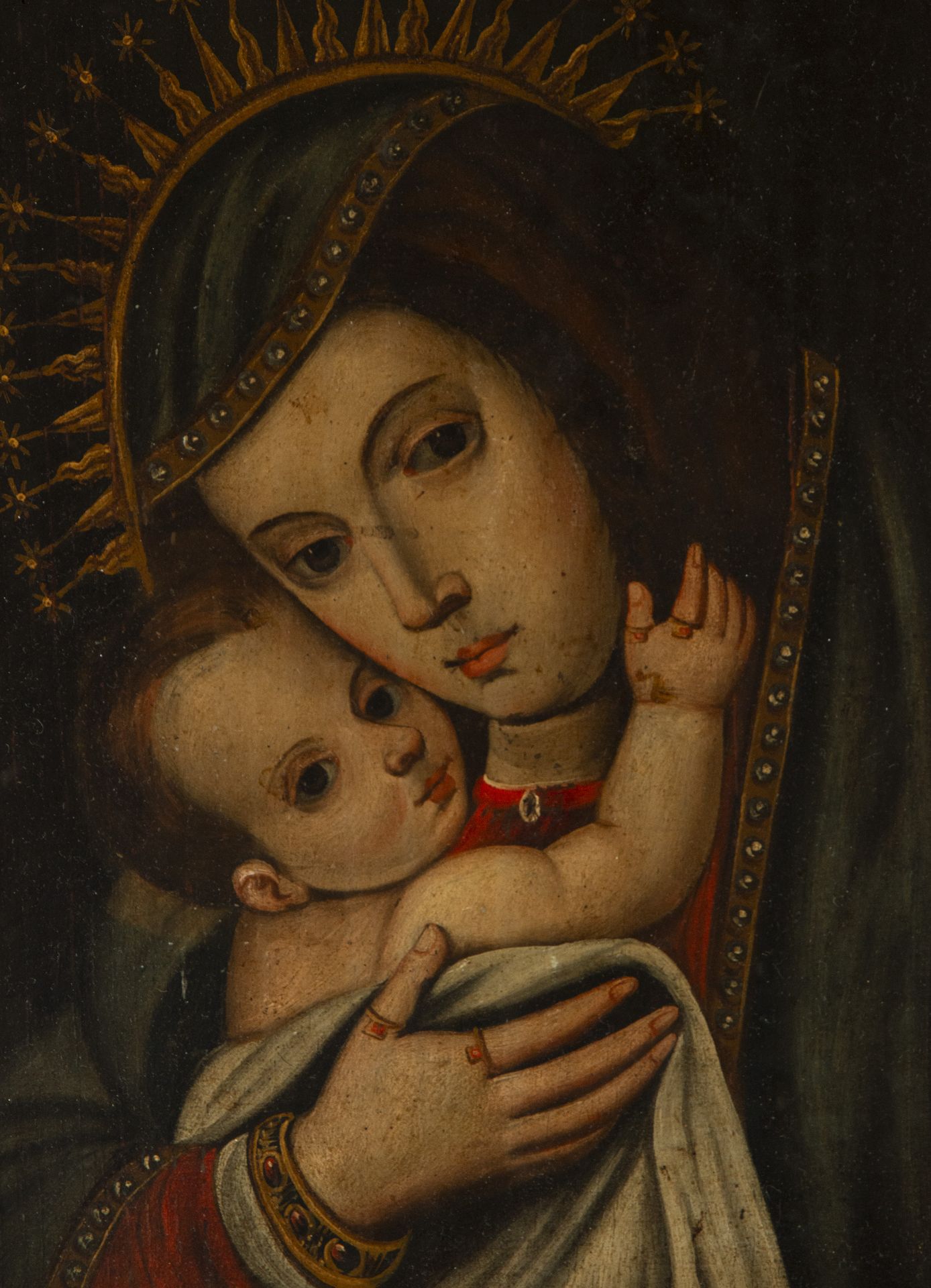 Beautiful Virgin of Bethlehem on panel, Spanish colonial work, Viceregal New Spain, 17th century - Image 3 of 3