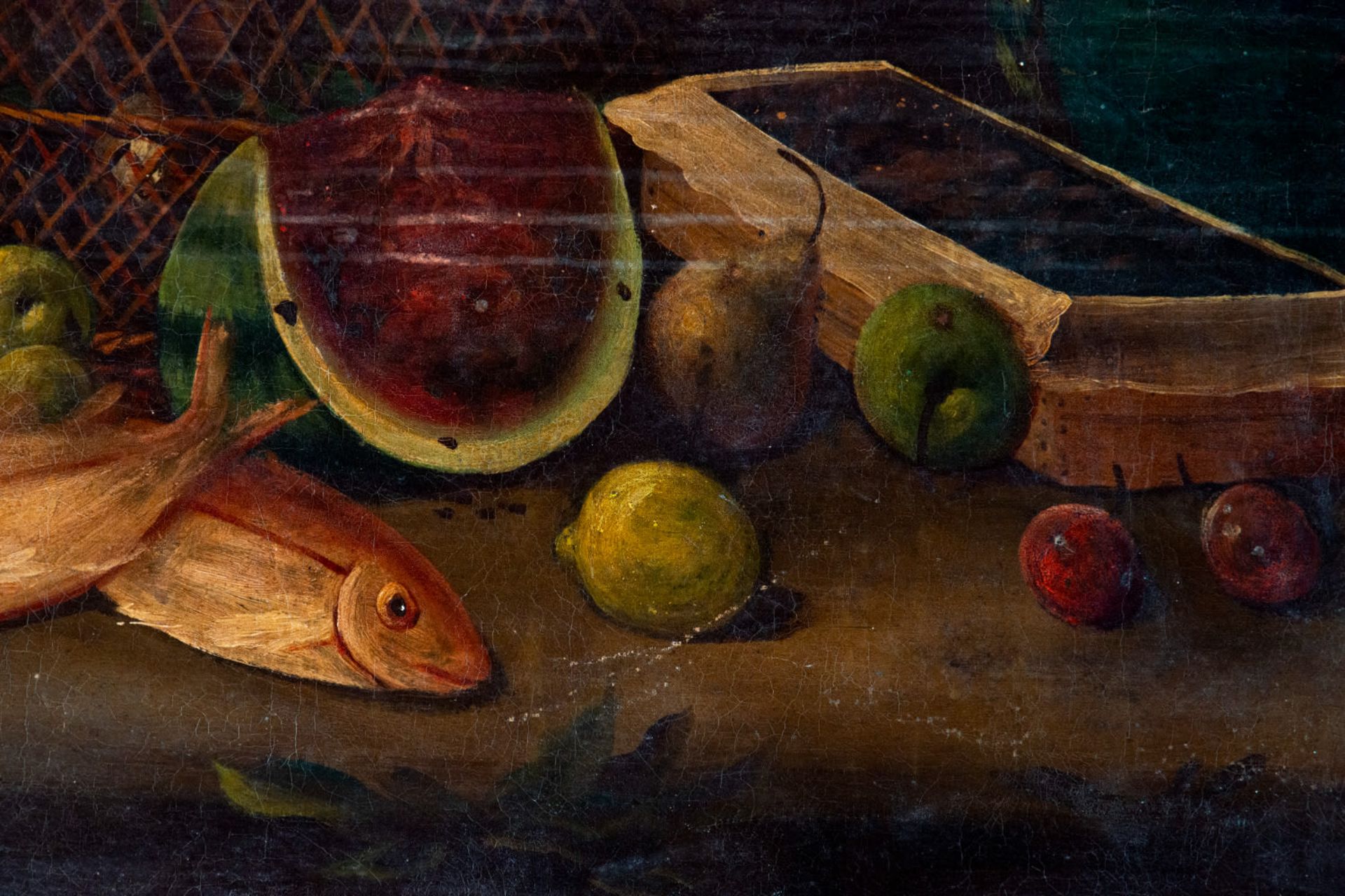 Baroque Italian Still Life of Fish and Fruits from the 18th century - Image 4 of 5