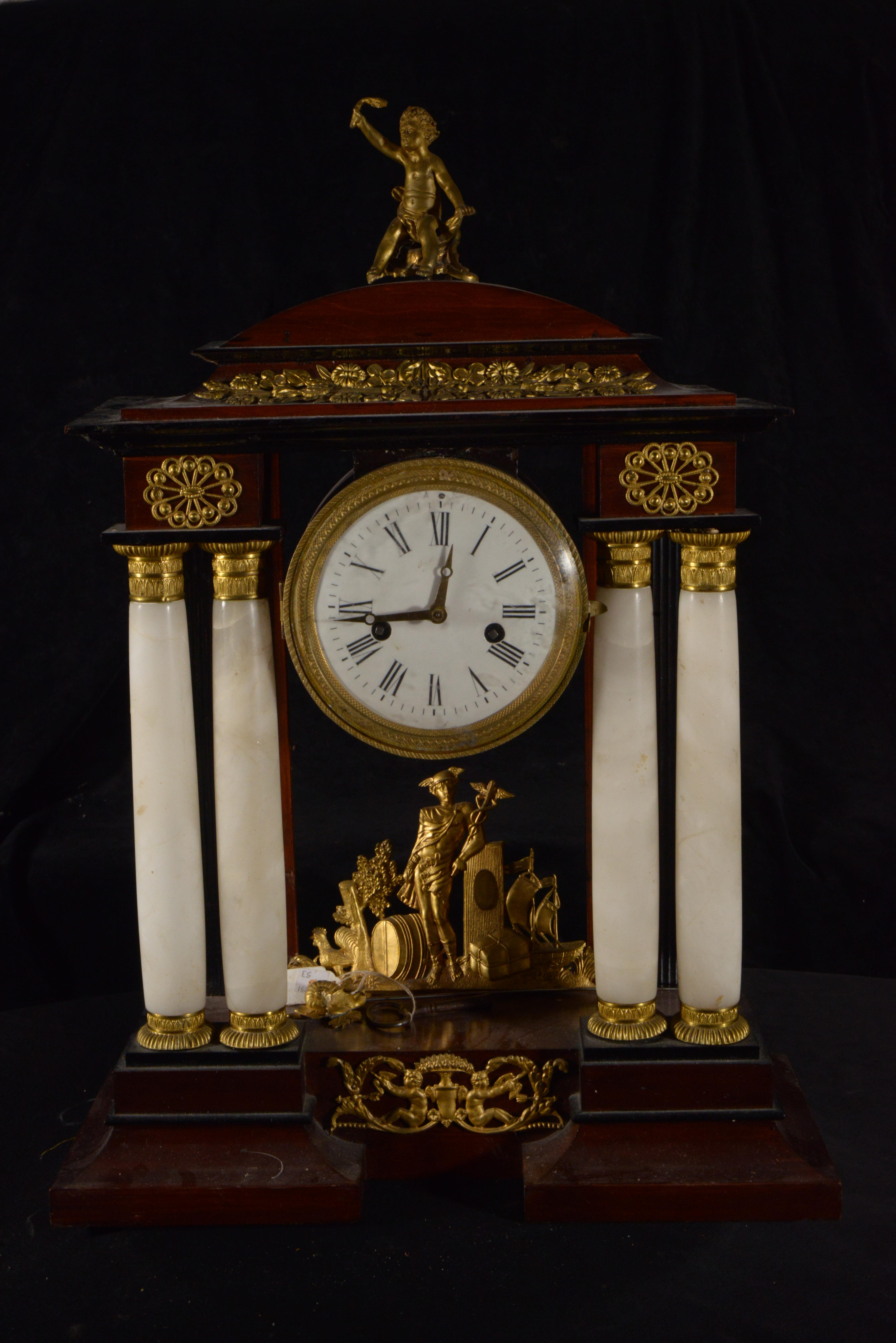 Beautiful Bilderrahmen Table Clock with Automata from the late 19th century, Austria, with Mercury a