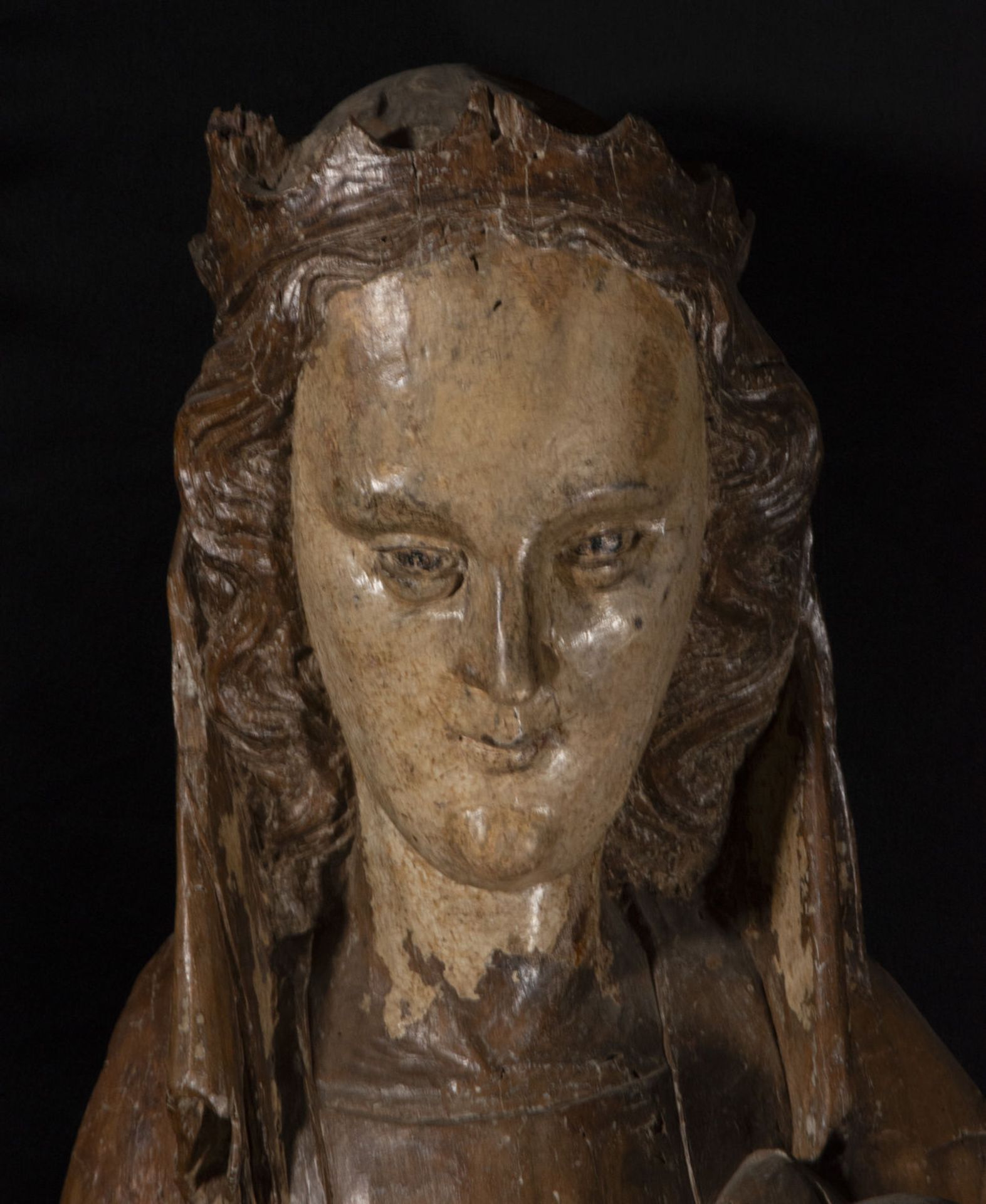 Large Virgin of the Milk Late German Romanesque transition to Medieval Gothic 13th century early 14t - Bild 3 aus 7