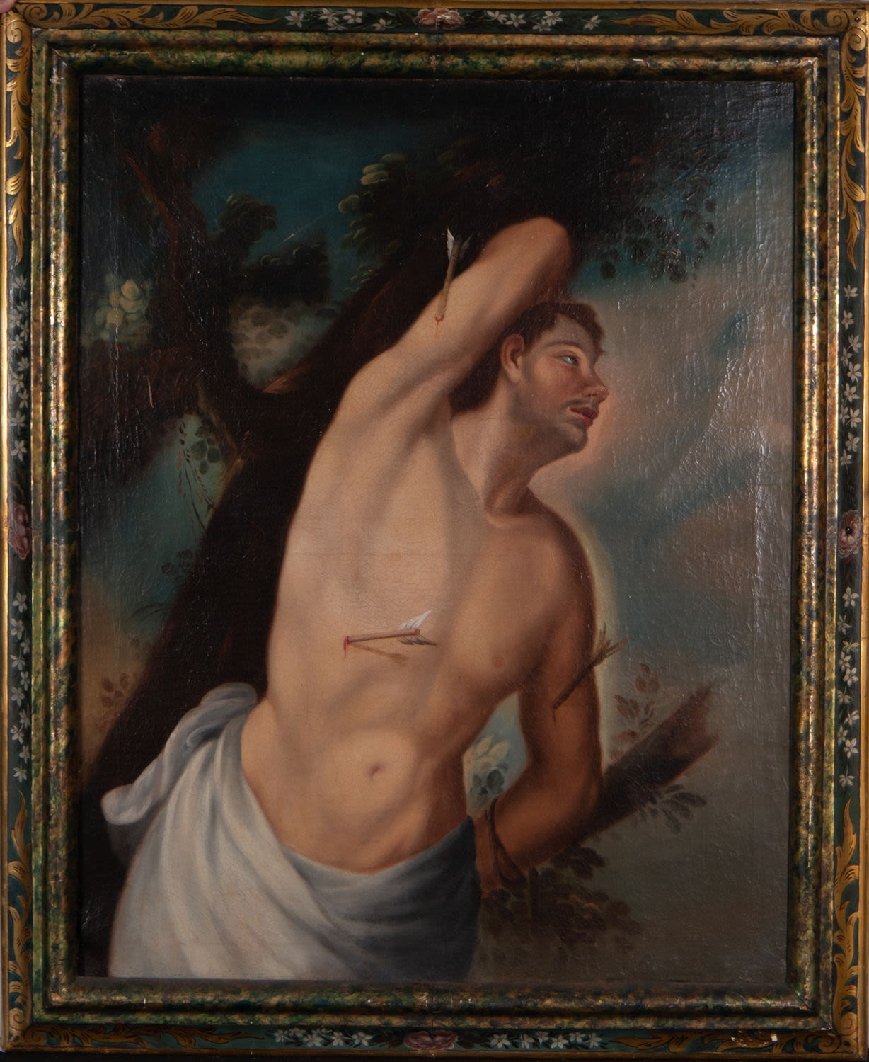 Saint Sebastian tied to the column, Italian school of the 17th century