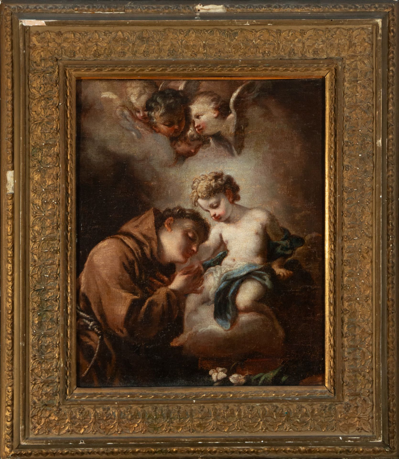 Italian school, possible attribution to Francesco de Mura, Saint Anthony with the Child Jesus, 17th 