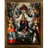 Very Important and Large Coronation of the Virgin Mary next to Santa Paula and San Jerónimo, Lima, S