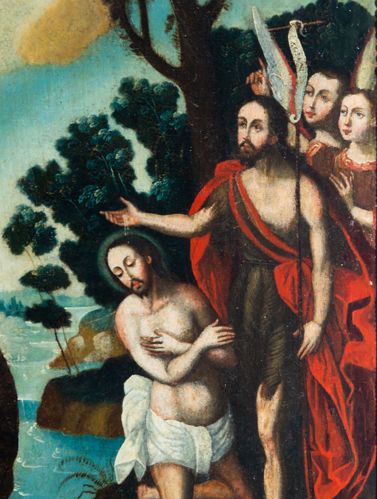 The Baptism of Christ, Andean colonial school, Cuzco, 17th century - Image 2 of 6