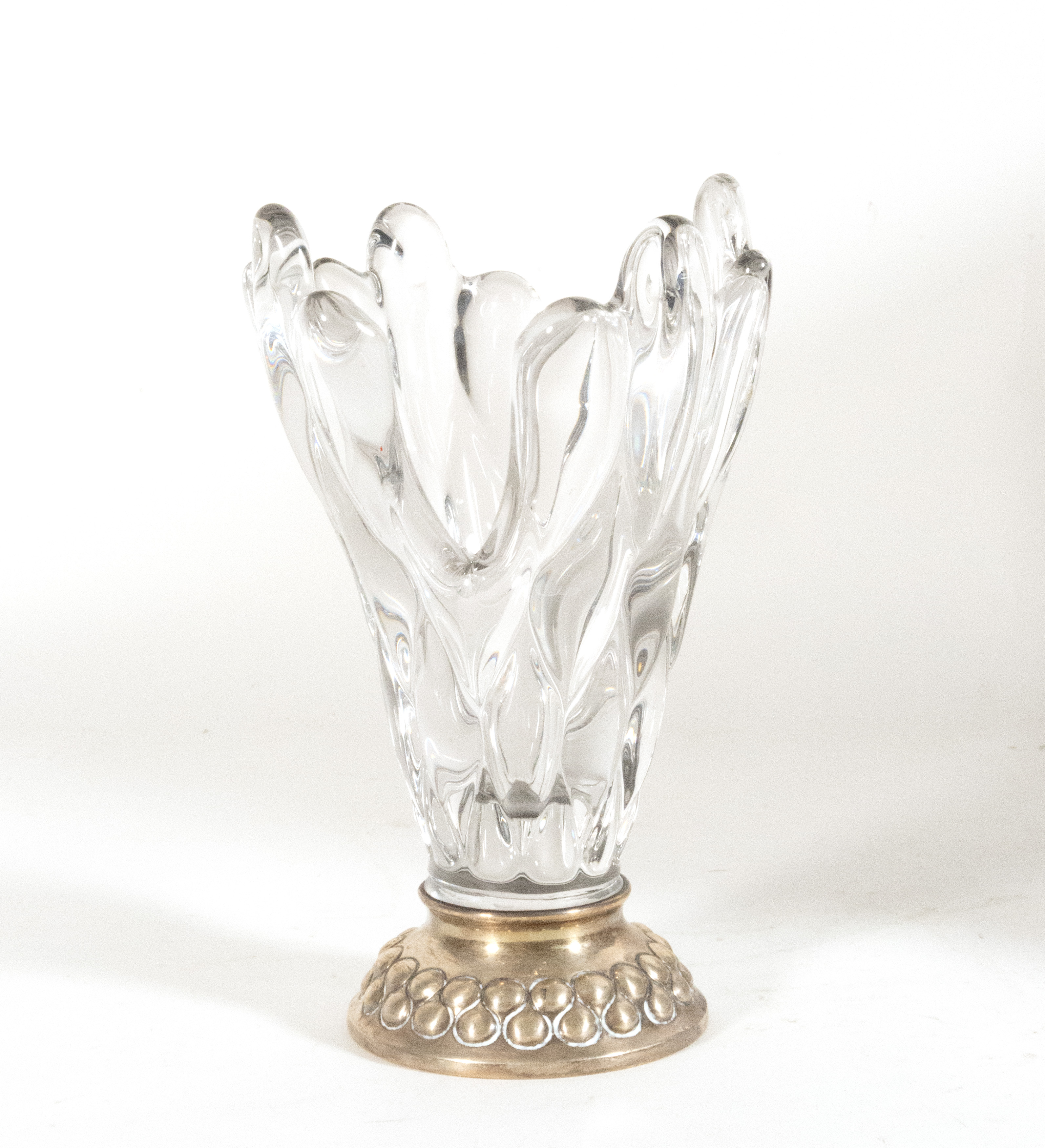 Elegant Murano Glass and Sterling Silver Vase, 1960-1970's