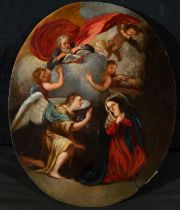 Annunciation of Mary on copper oval, 18th century