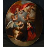 Annunciation of Mary on copper oval, 18th century