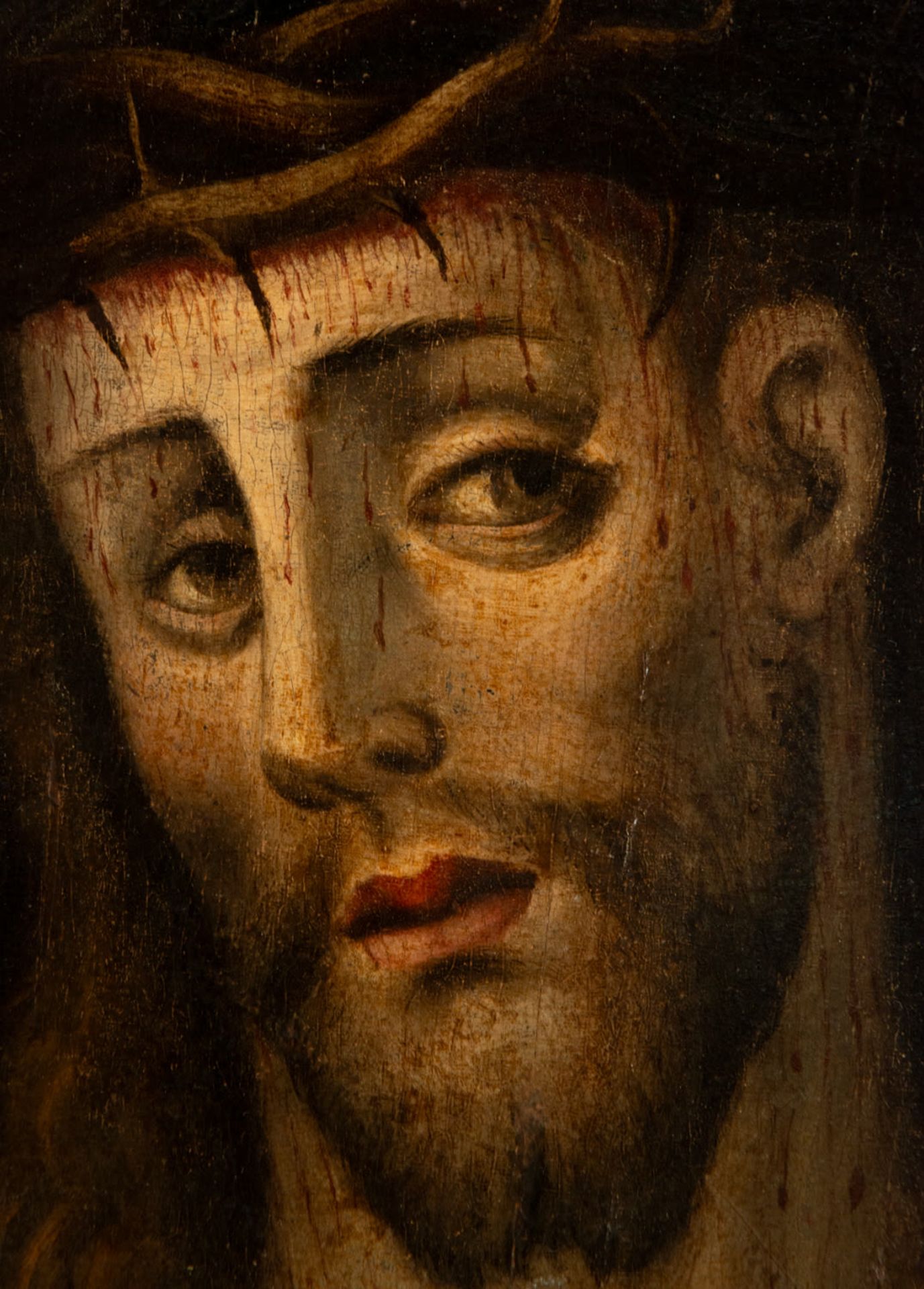 Captive Christ painted in oil on panel, Italo-Flemish Renaissance school from the beginning of the 1 - Bild 3 aus 4