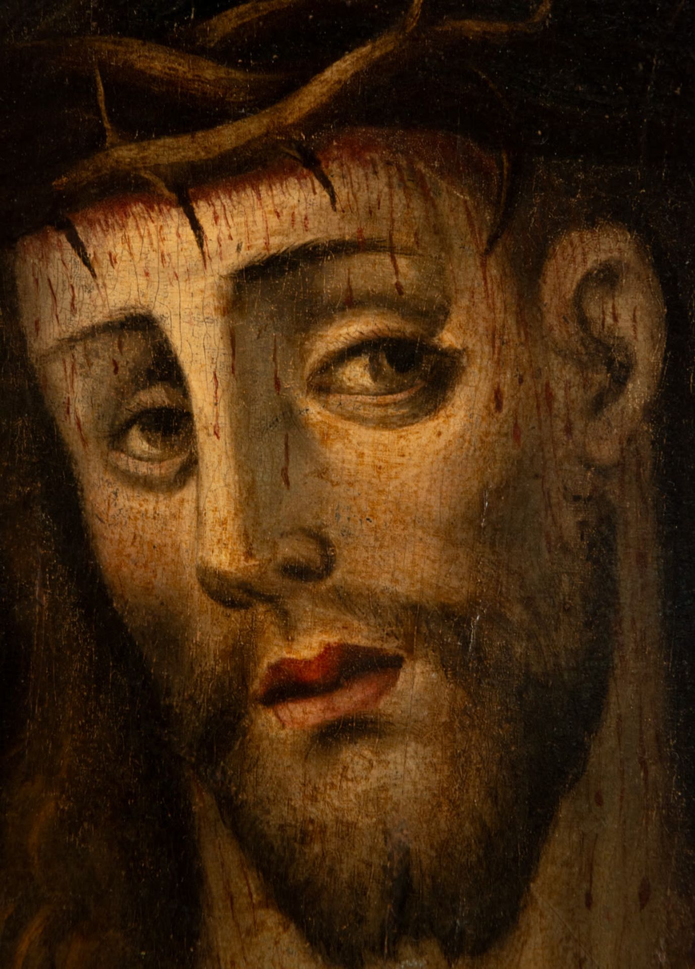 Captive Christ painted in oil on panel, Italo-Flemish Renaissance school from the beginning of the 1 - Image 3 of 4