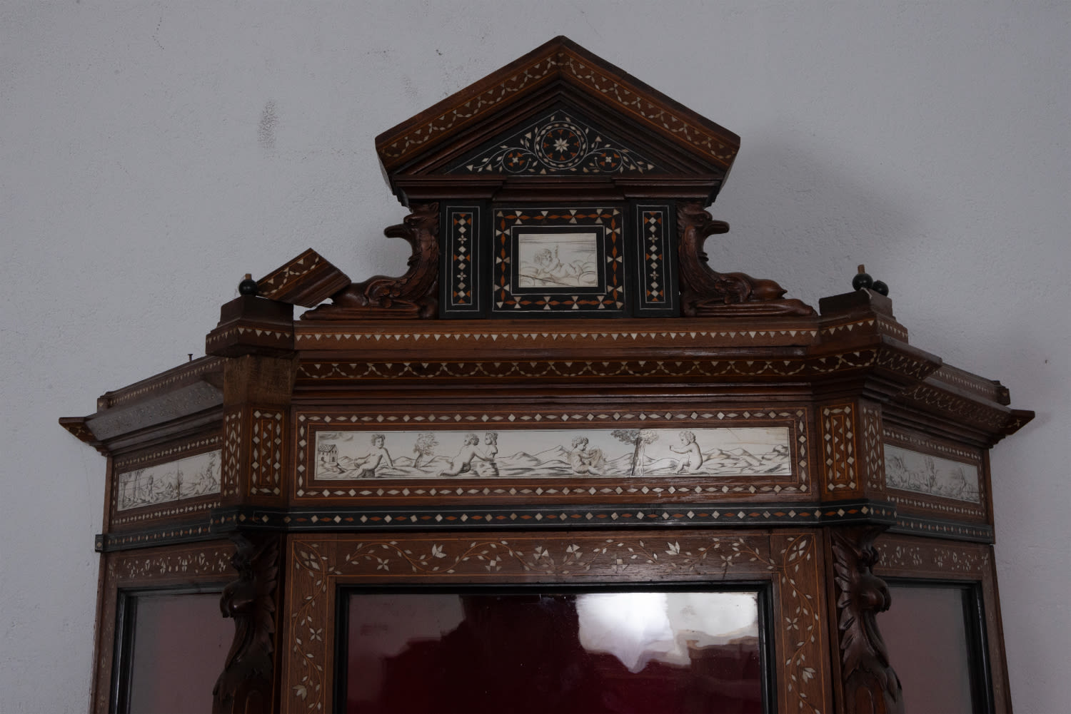 Bone inlaid display case, possibly 19th century French or Venetian work - Image 2 of 5