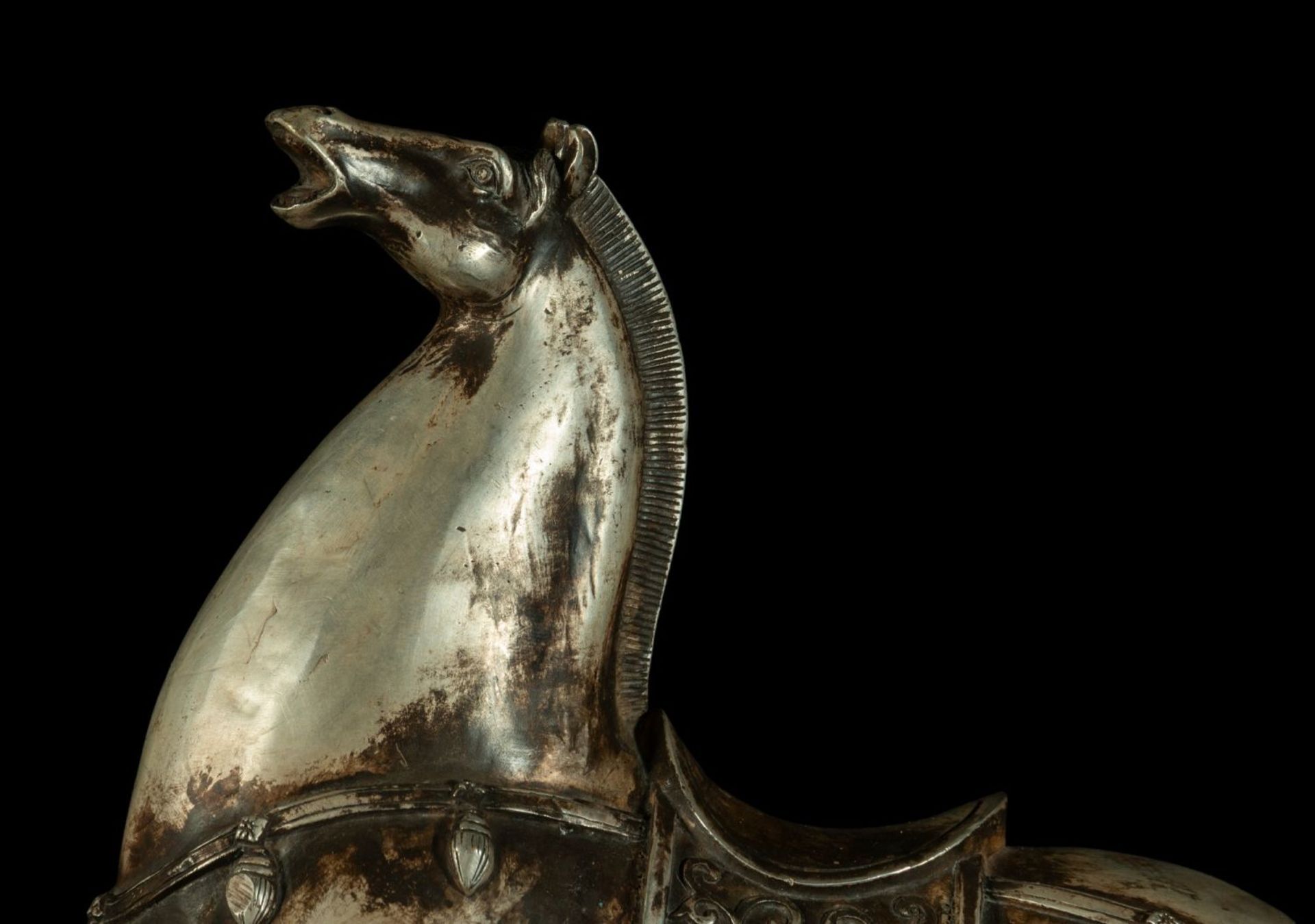 Refined and Decorative Horse in 700 Tibetan silver weighing more than 3.8 Kg, 19th century North Chi - Bild 2 aus 6