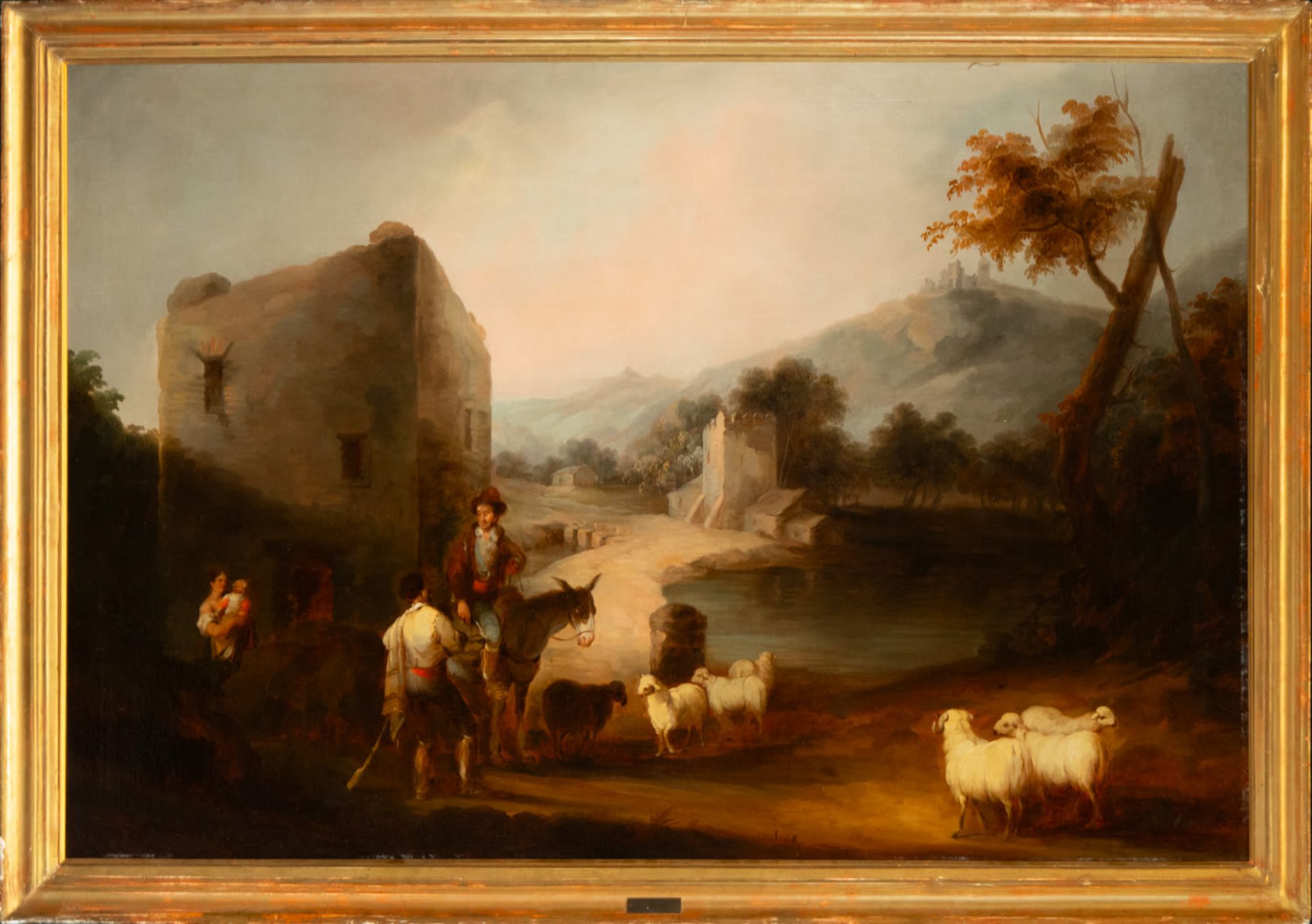 Andrés Cortés, signed, Pair of paintings of pastoral landscapes, Andalusian costumbrista school, 19t - Image 6 of 13