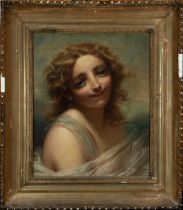 Jules Achilles Lecaron, signed, Portrait of a young lady, French romantic school, 19th century