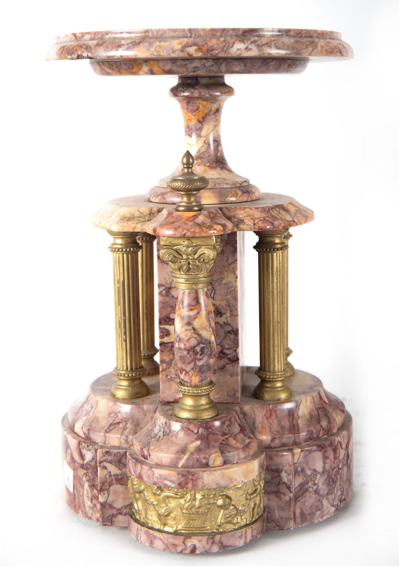 garniture in pink marble and gilt bronze, with mercury pendulum - Bild 11 aus 13