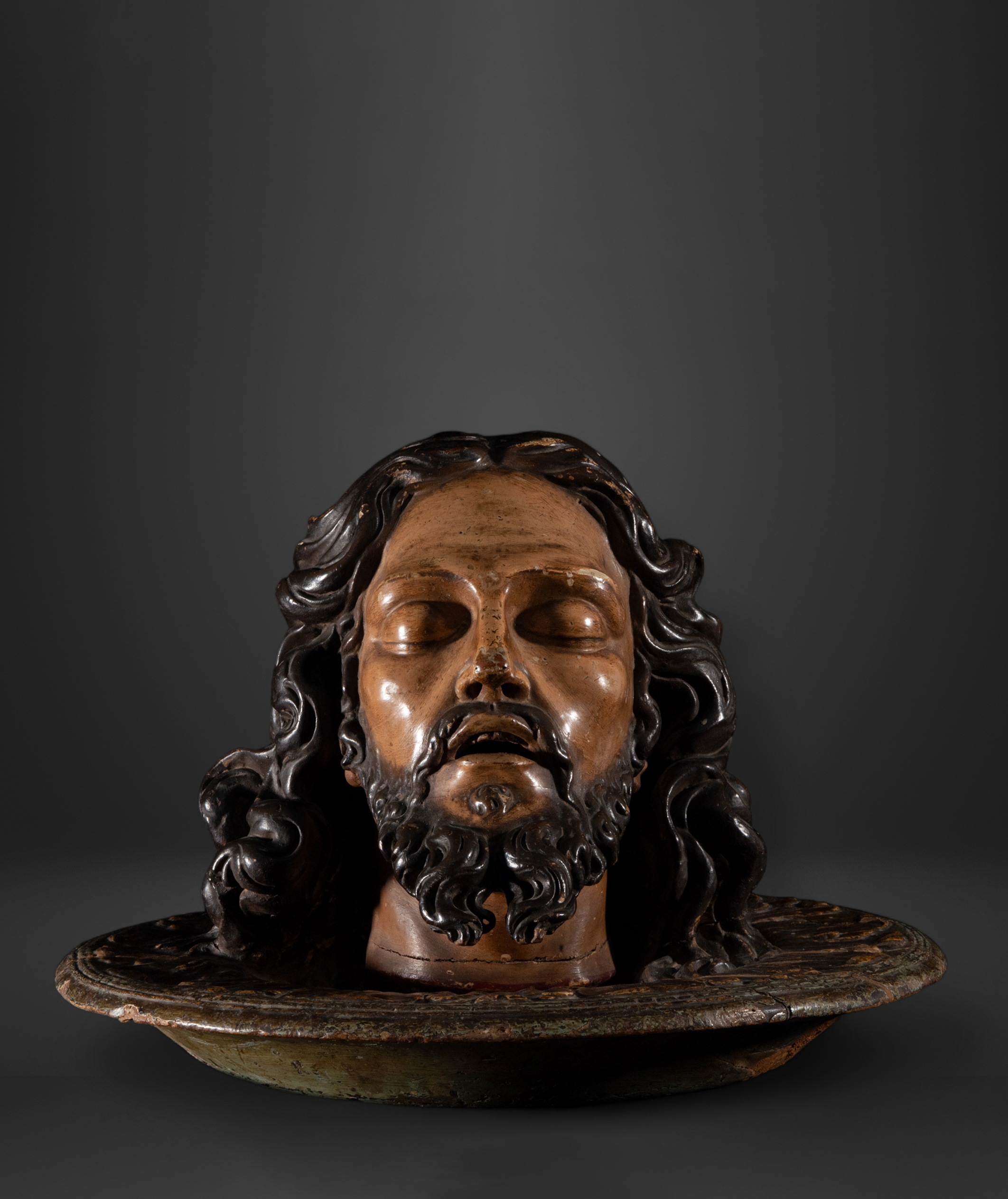 Exceptional Life-Size Head of Saint John the Baptist, attributed to Juan Martínez Montañés (Alcalá l - Image 9 of 9