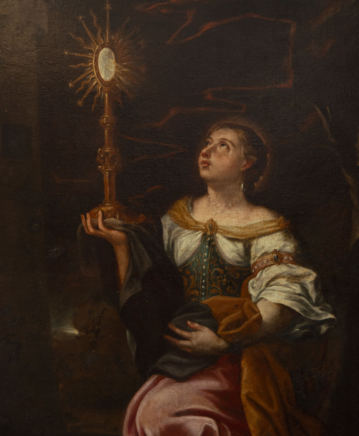 Important Saint Barbara with period frame - Attributed to Antonio del Castillo y Saavedra (1616-1668 - Image 2 of 4