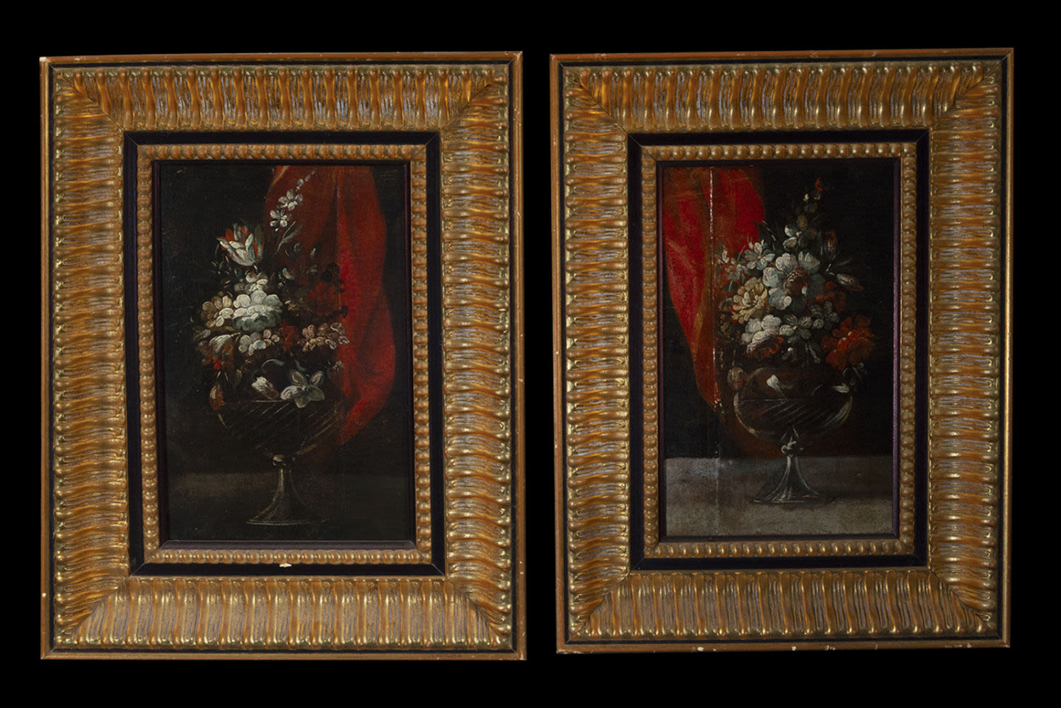 Pair of Exquisite Italian Flower Still Lifes, 17th century , School of Rome