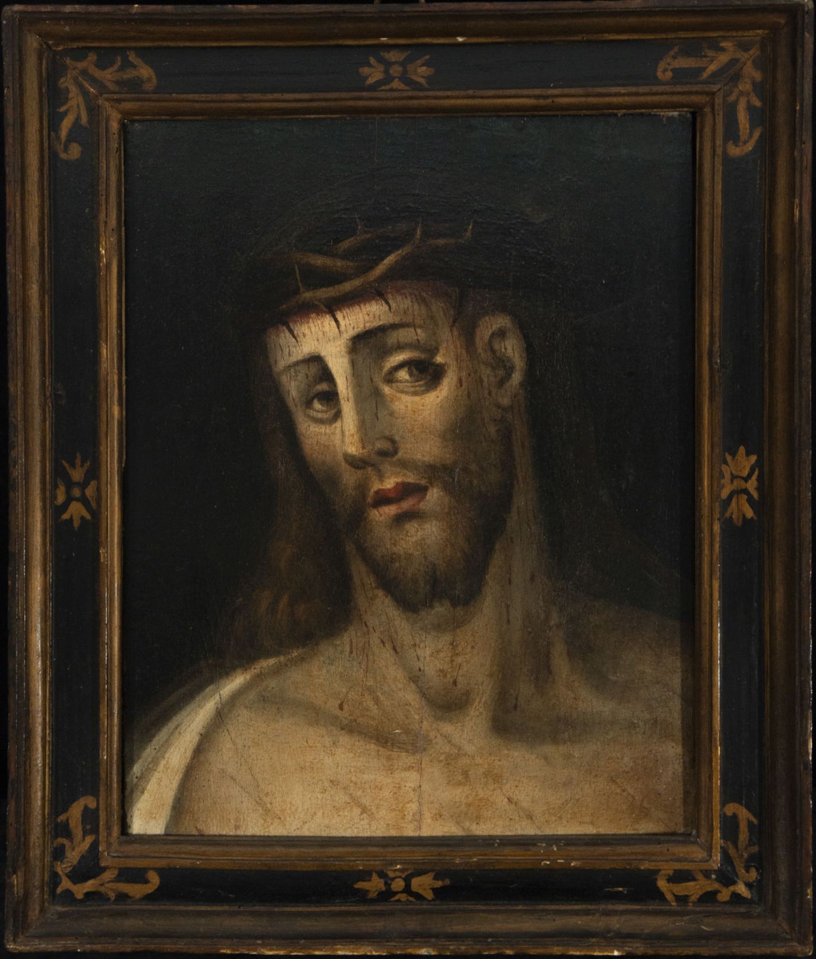 Captive Christ painted in oil on panel, Italo-Flemish Renaissance school from the beginning of the 1