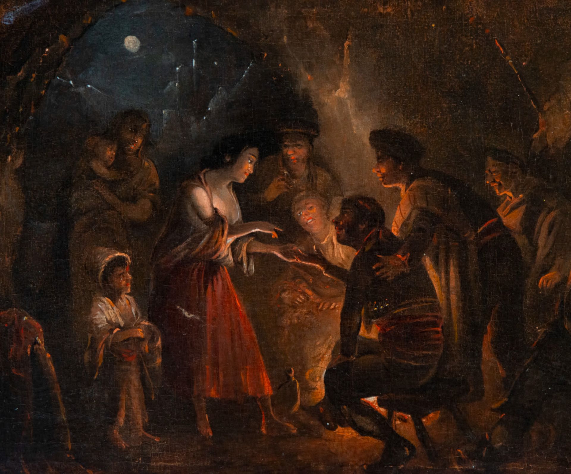 Manuel Rodríguez de Guzmán, signed, Meeting at the Bonfire, Sevillian romantic school, 19th century - Image 2 of 5