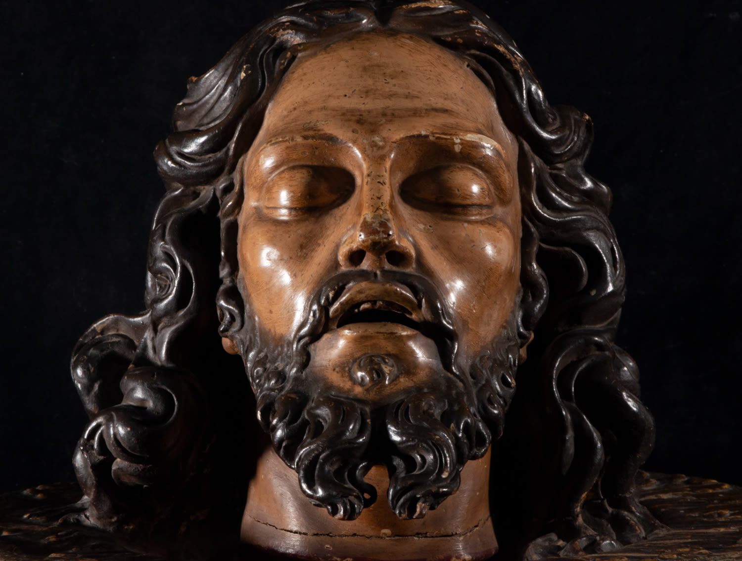 Exceptional Life-Size Head of Saint John the Baptist, attributed to Juan Martínez Montañés (Alcalá l - Image 3 of 9