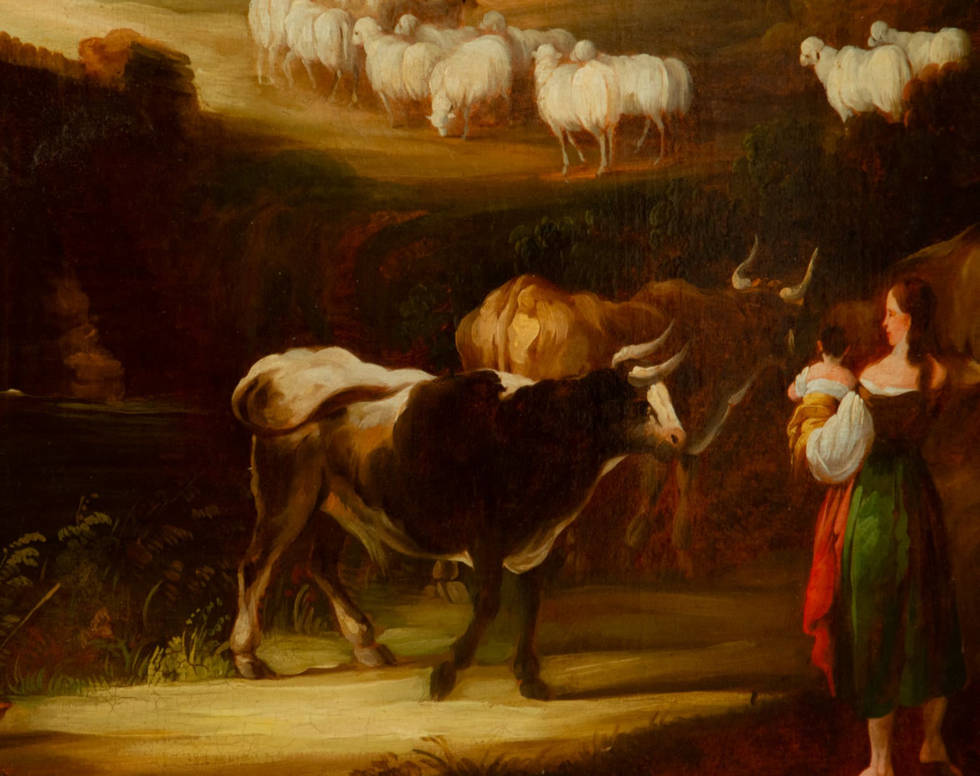 Andrés Cortés, signed, Pair of paintings of pastoral landscapes, Andalusian costumbrista school, 19t - Image 4 of 13