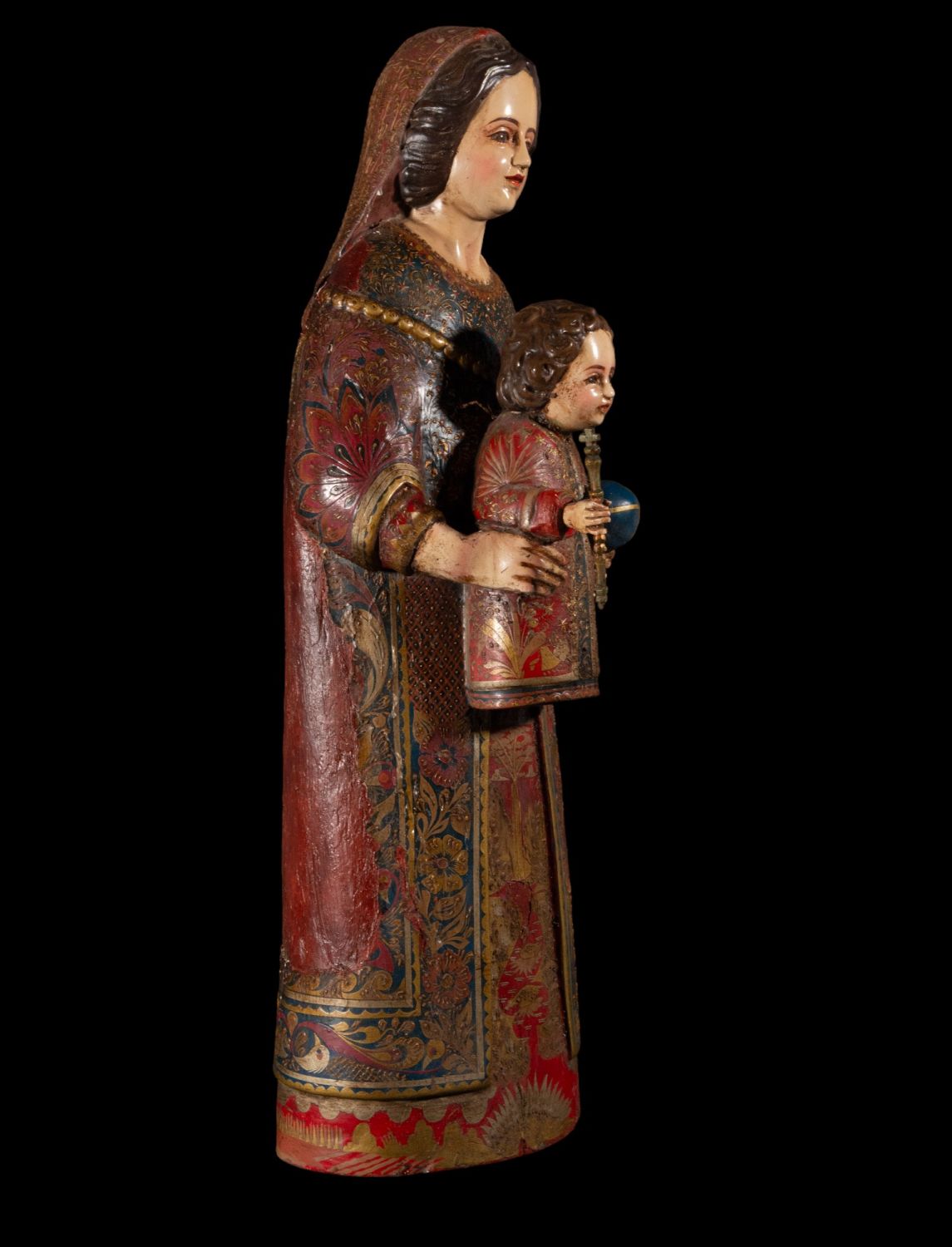 Exquisite and large wood carving sculpture of the Virgen de las Cocheras, colonial school of Quito / - Image 3 of 6