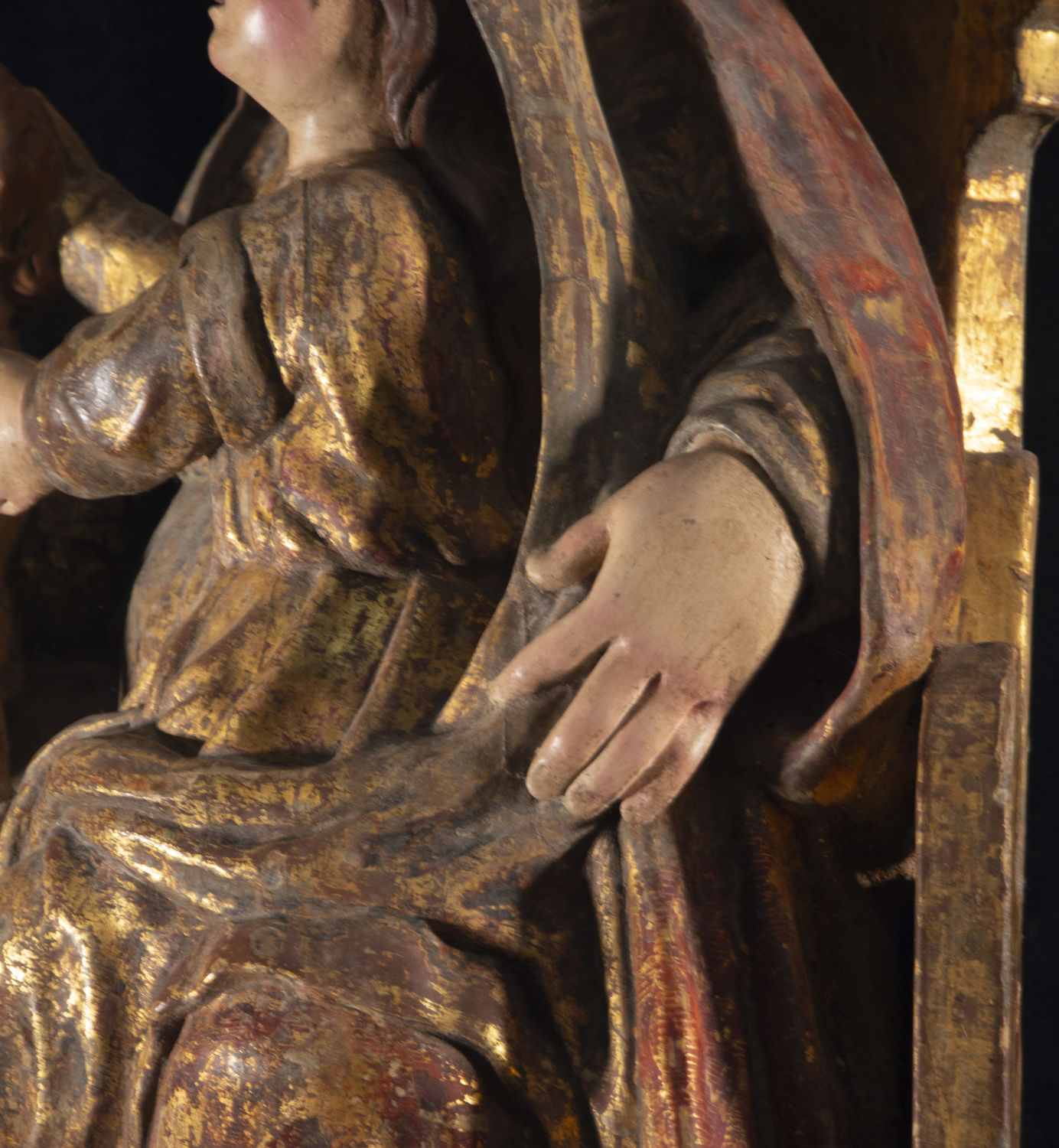 Exceptional and Large Triple Italian Gothic Virgin, medieval work from Veneto or Lombardy, first hal - Image 10 of 12