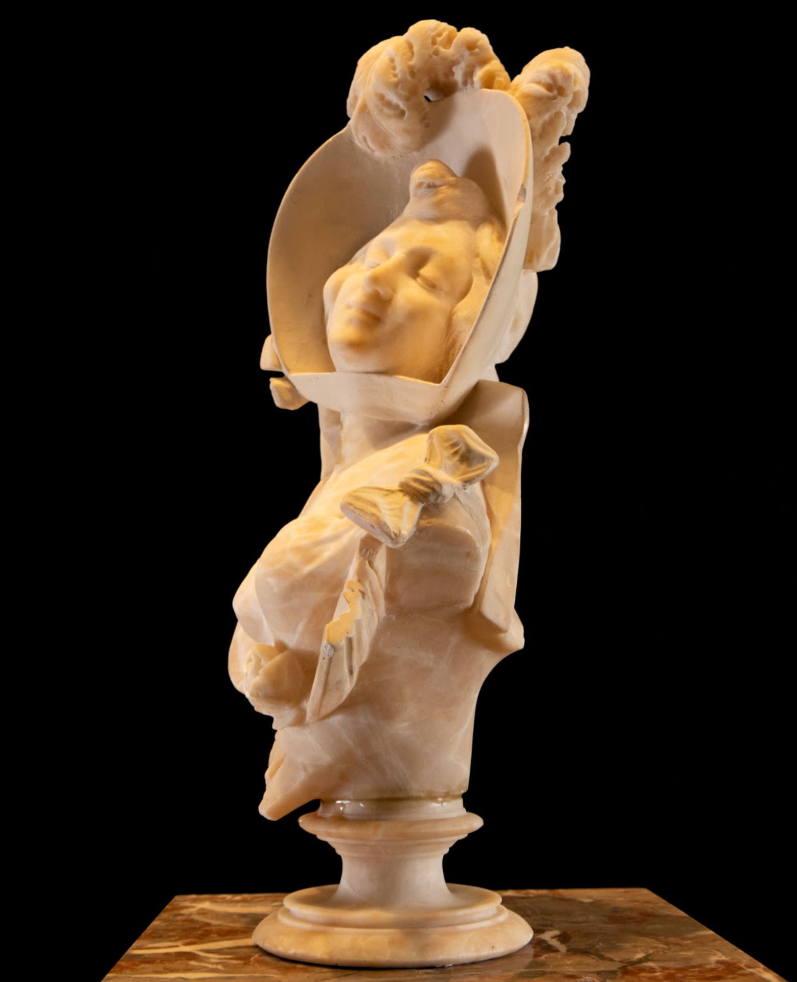 Alabaster girl with large onyx base, Italy, 19th century - Image 2 of 3