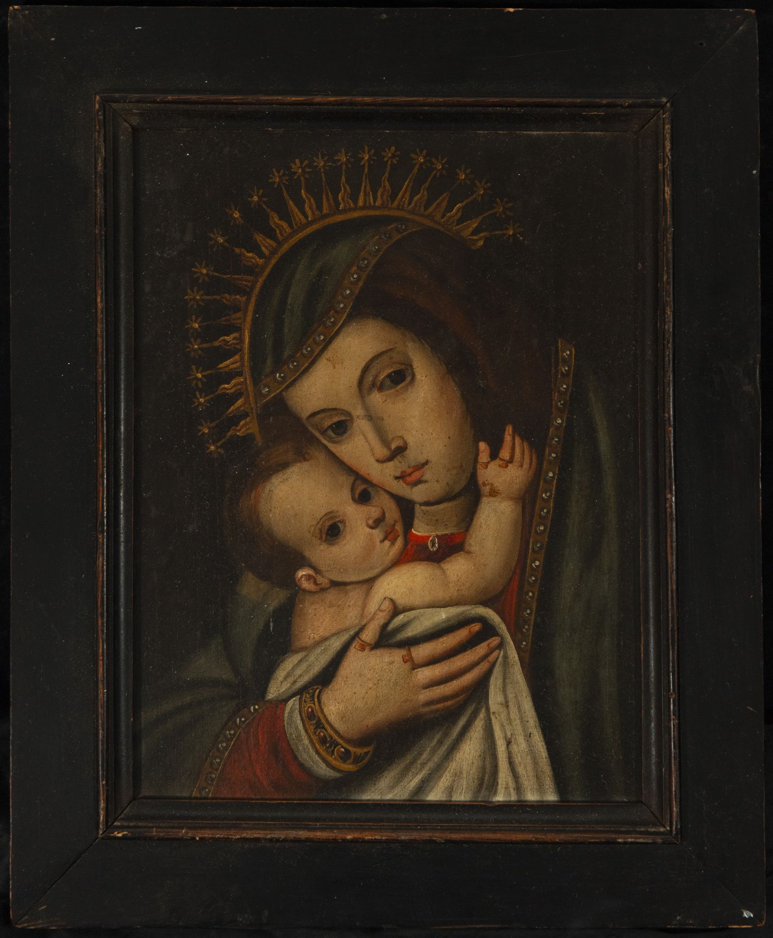 Beautiful Virgin of Bethlehem on panel, Spanish colonial work, Viceregal New Spain, 17th century