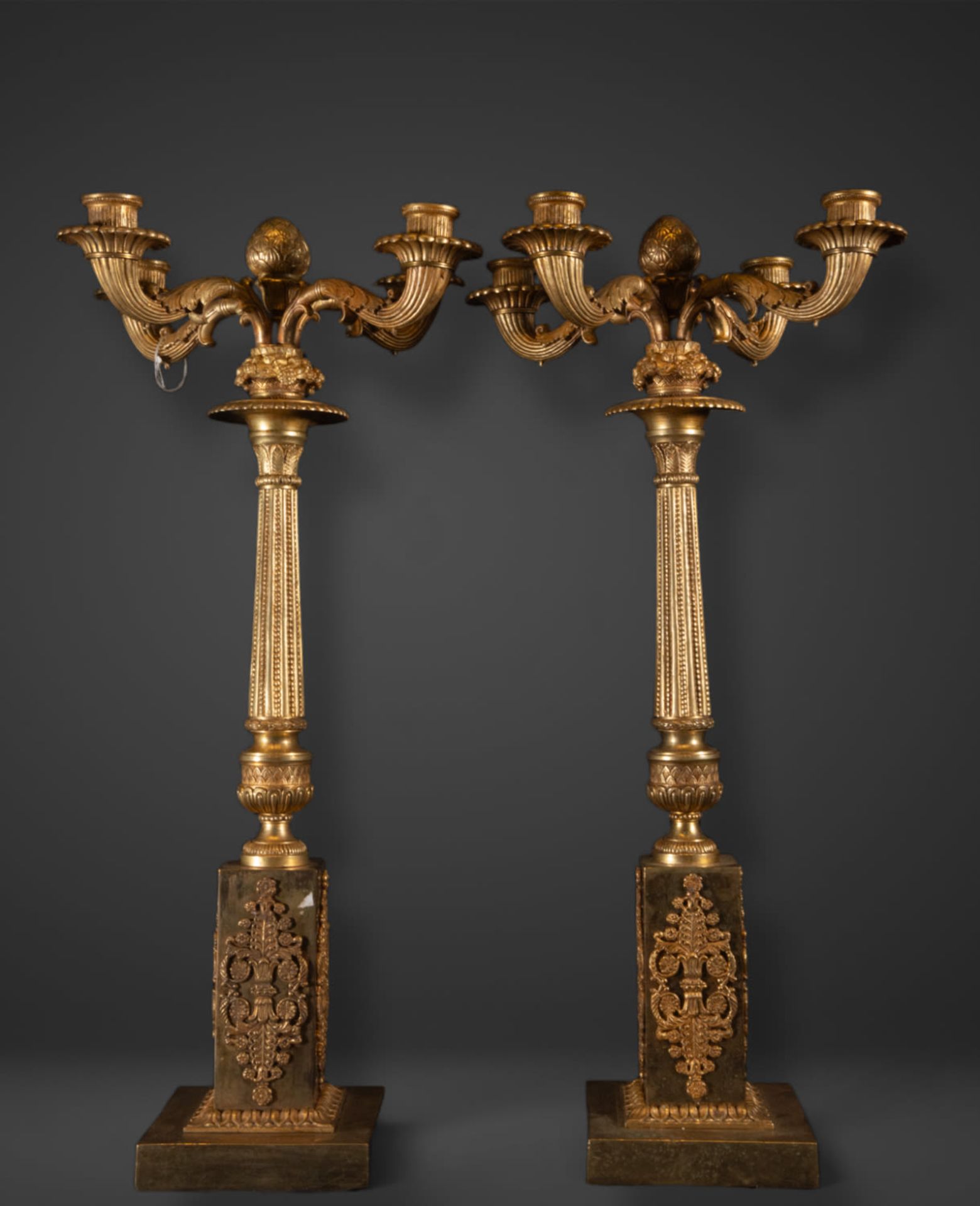 Pair of important candelabras, manner of Thomire, Pierre Philippe. French Empire 19th century