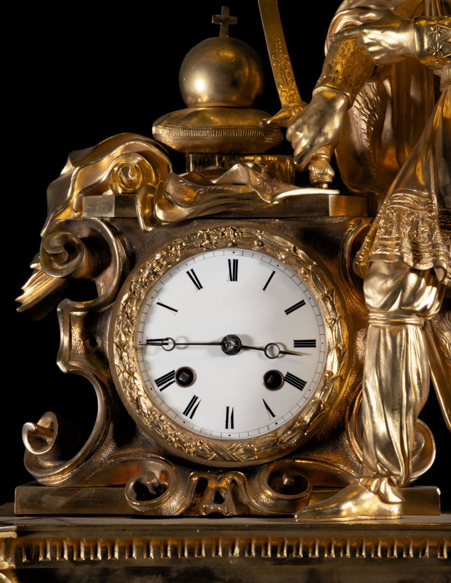 Large and elegant Charles X gilt bronze table clock, 19th century French - Bild 3 aus 10