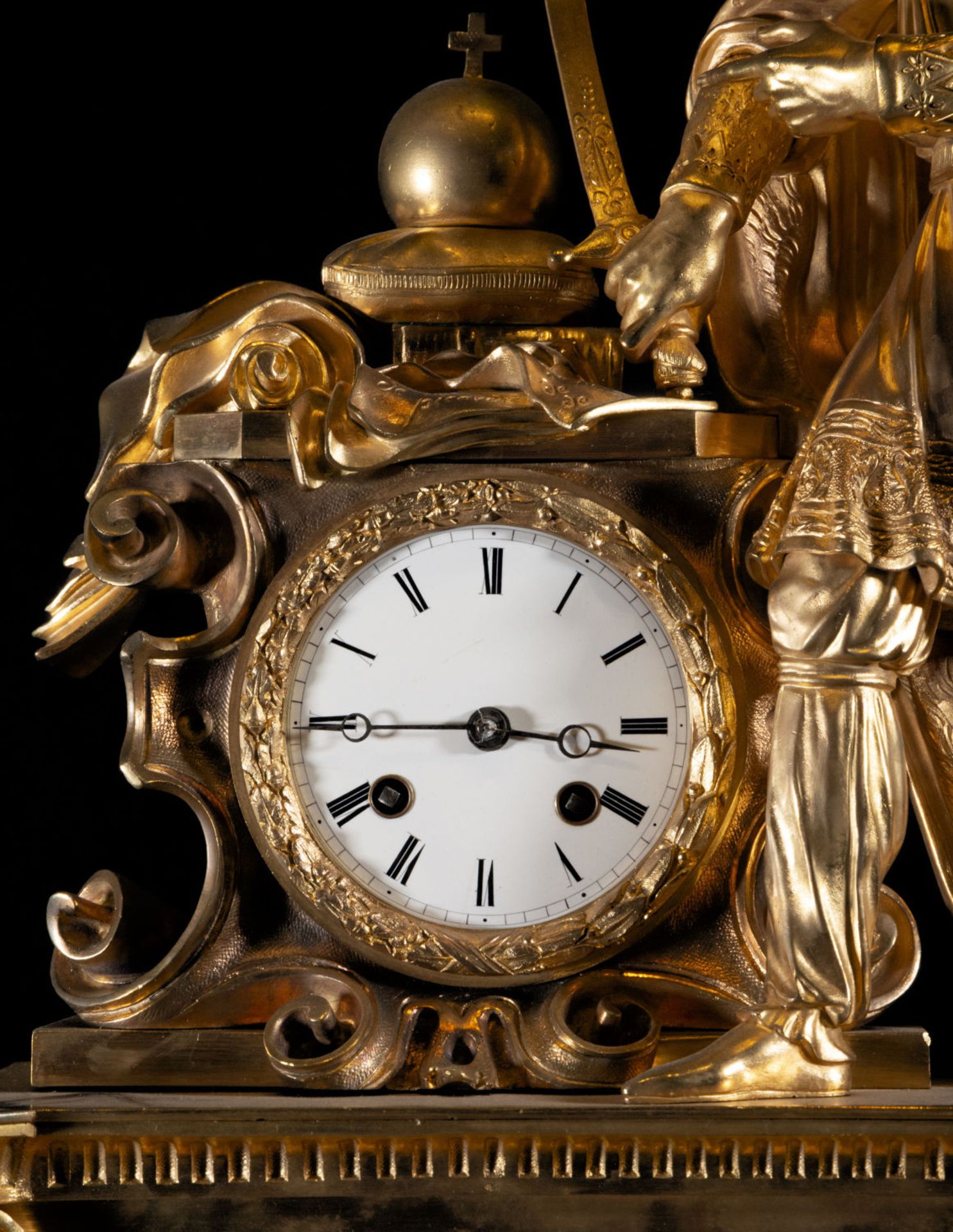 Large and elegant Charles X gilt bronze table clock, 19th century French - Image 3 of 10