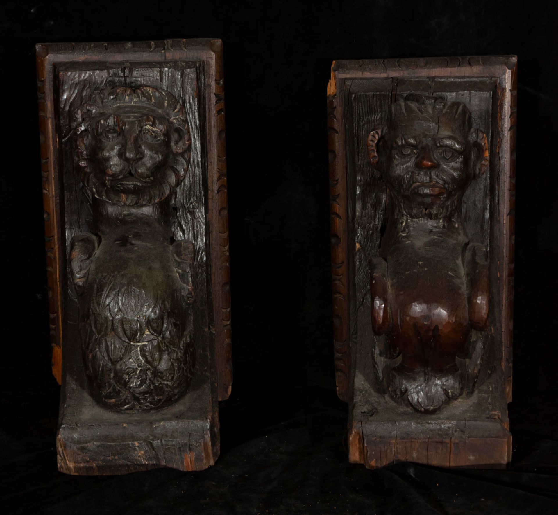 Pair of Gothic corbels, 15th century