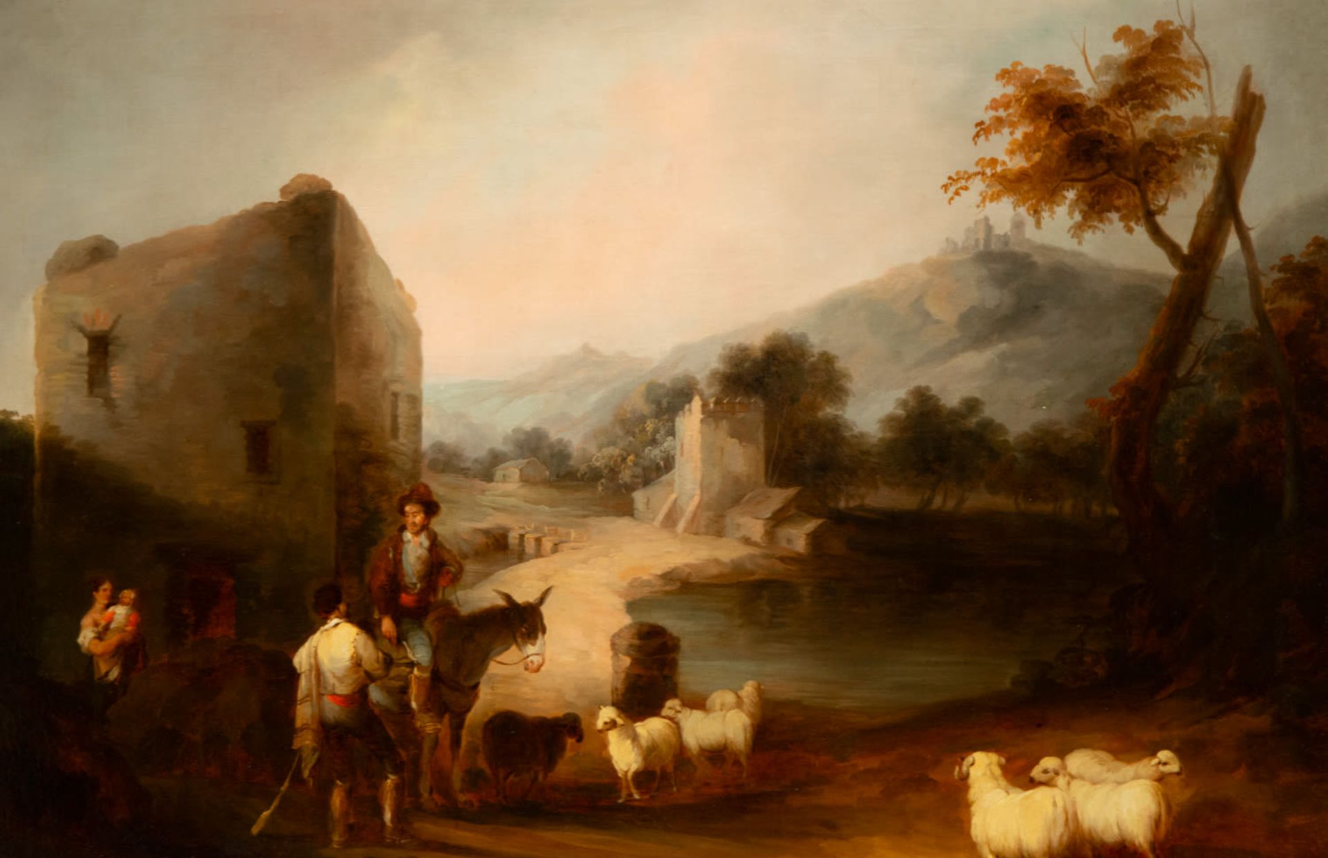 Andrés Cortés, signed, Pair of paintings of pastoral landscapes, Andalusian costumbrista school, 19t - Image 7 of 13