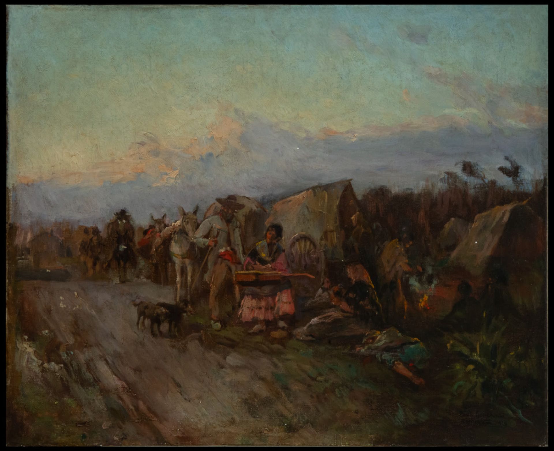 Caravan of Zingaros, signed and dated Paul Sulmans 1919, oil on canvas - Image 2 of 6