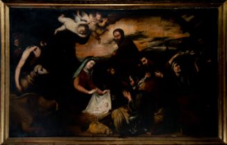 Very important Adoration of the Shepherds, workshop version of José de Ribera, Neapolitan school of 