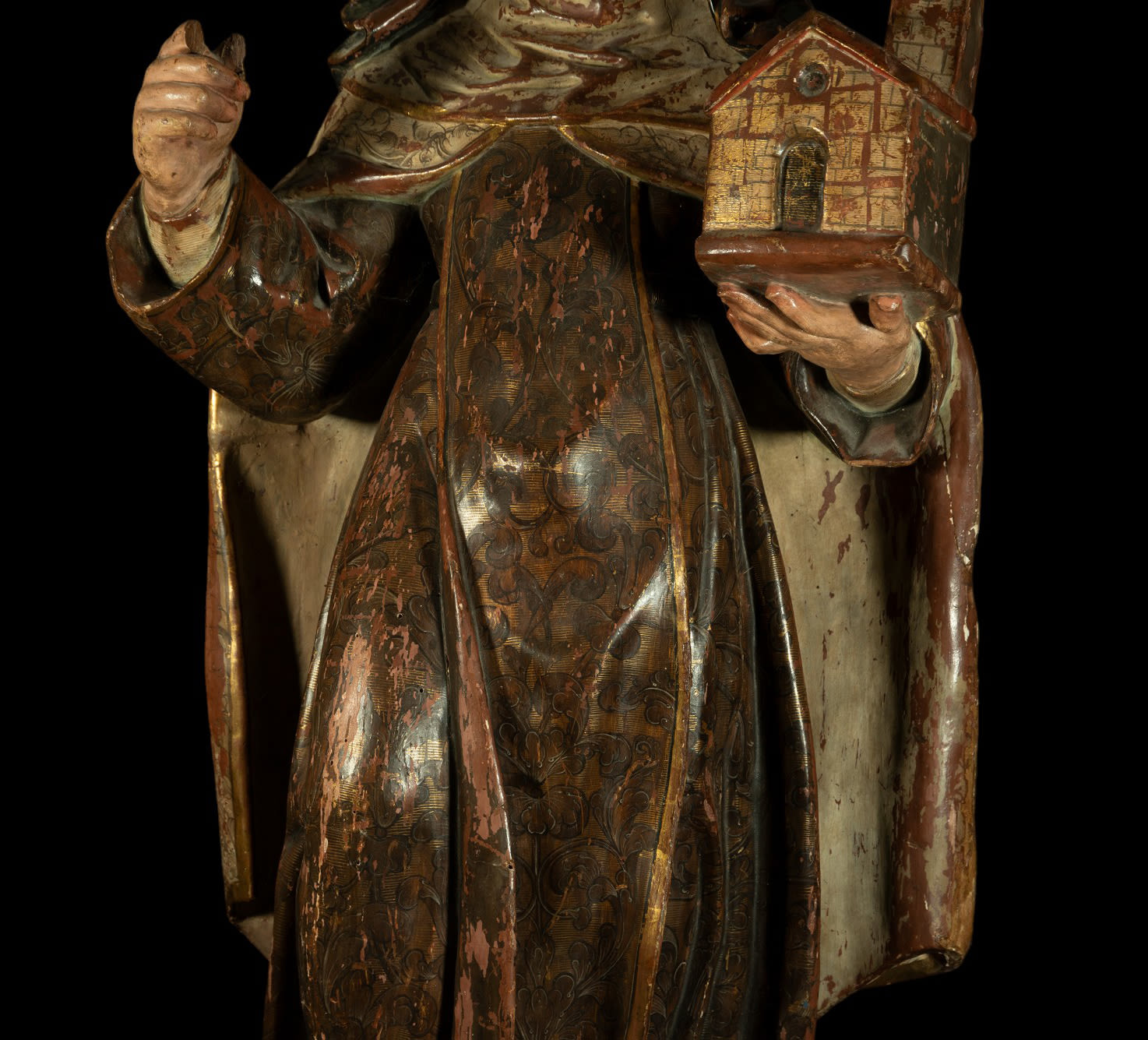 Large Carving of Saint Clare in carved wood and Terracotta, Granada Baroque school of the 18th centu - Image 3 of 4