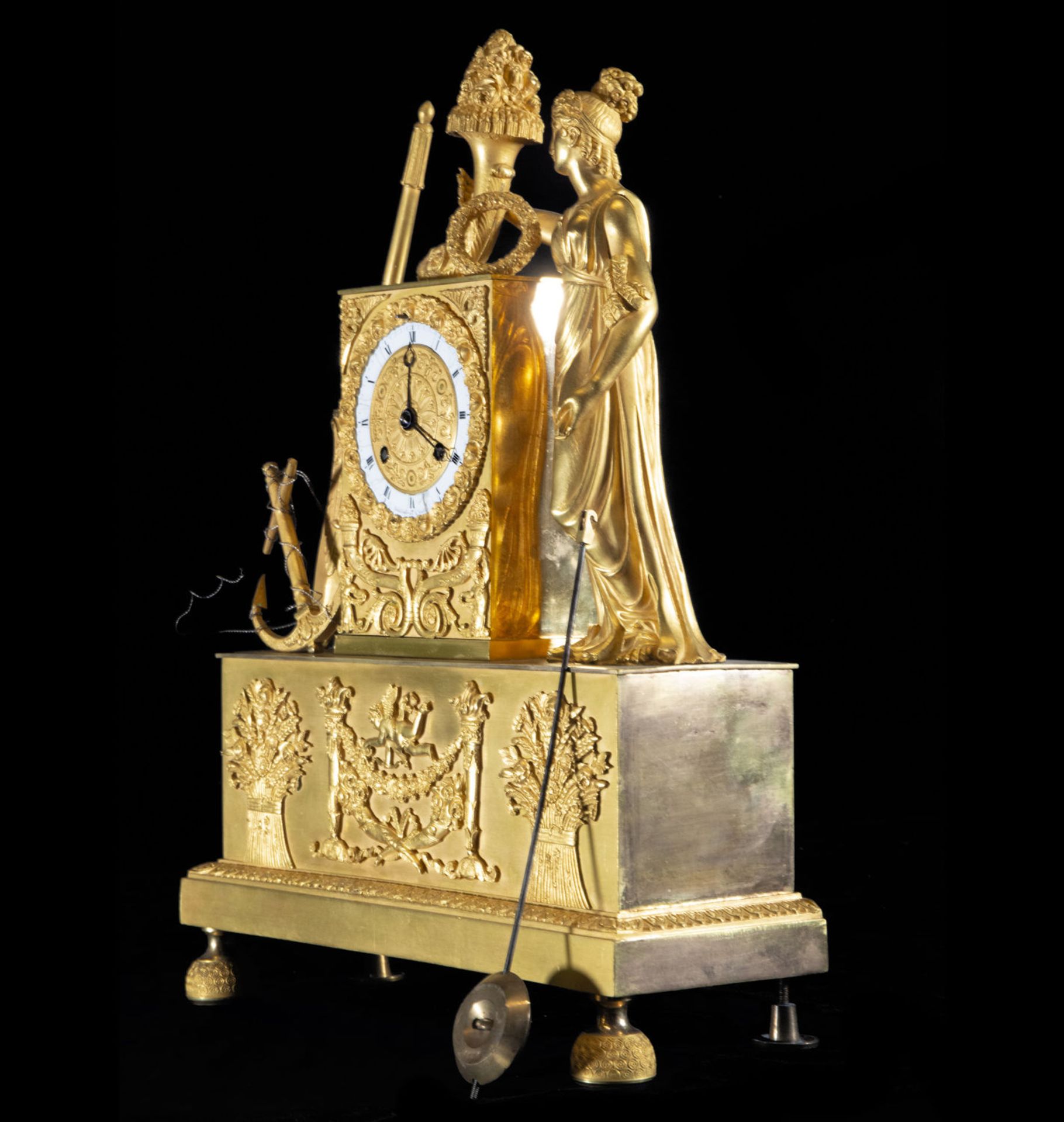 Important French Empire table clock in mercury-gilded bronze, French work from the 19th century - Bild 7 aus 11