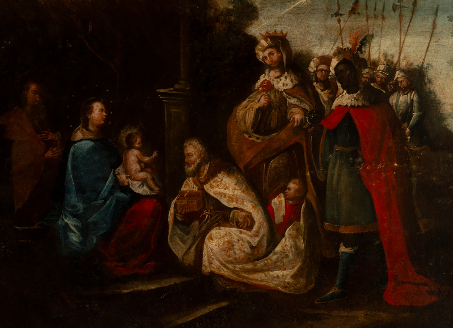 Adoration of the Three Wise Men, 18th century Andalusian school, with baroque period frame - Image 3 of 7