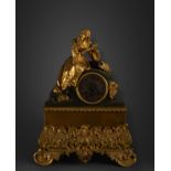 Large French table clock with Juliet, Charles X period, France