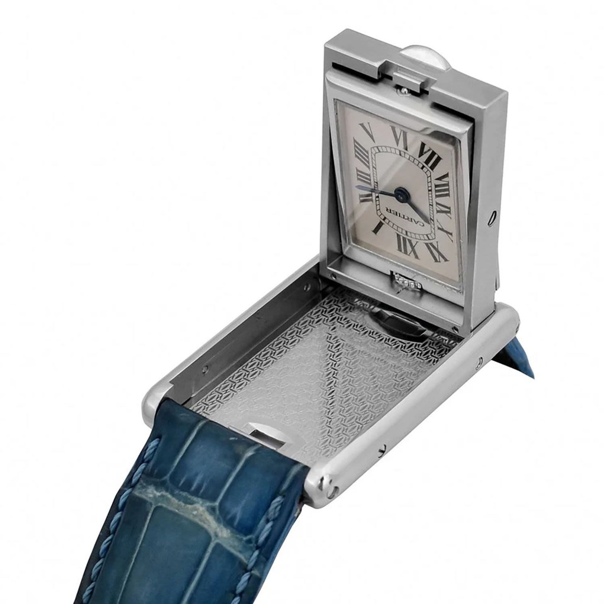 Elegant Cartier Tank Tilting Wristwatch for Men, in steel, year 1999 - Bild 5 aus 5