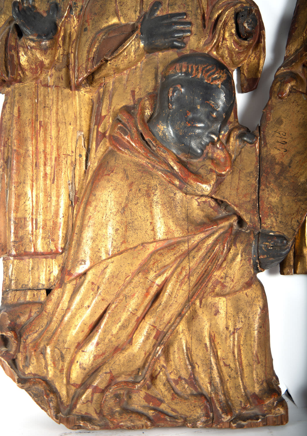 Important late Gothic relief depicting monks reading a bishop's edict, school of North Castile, Spai - Image 6 of 8