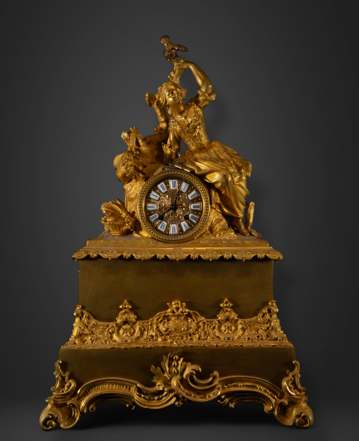 Elegant Charles X gilt bronze table clock, 19th century French