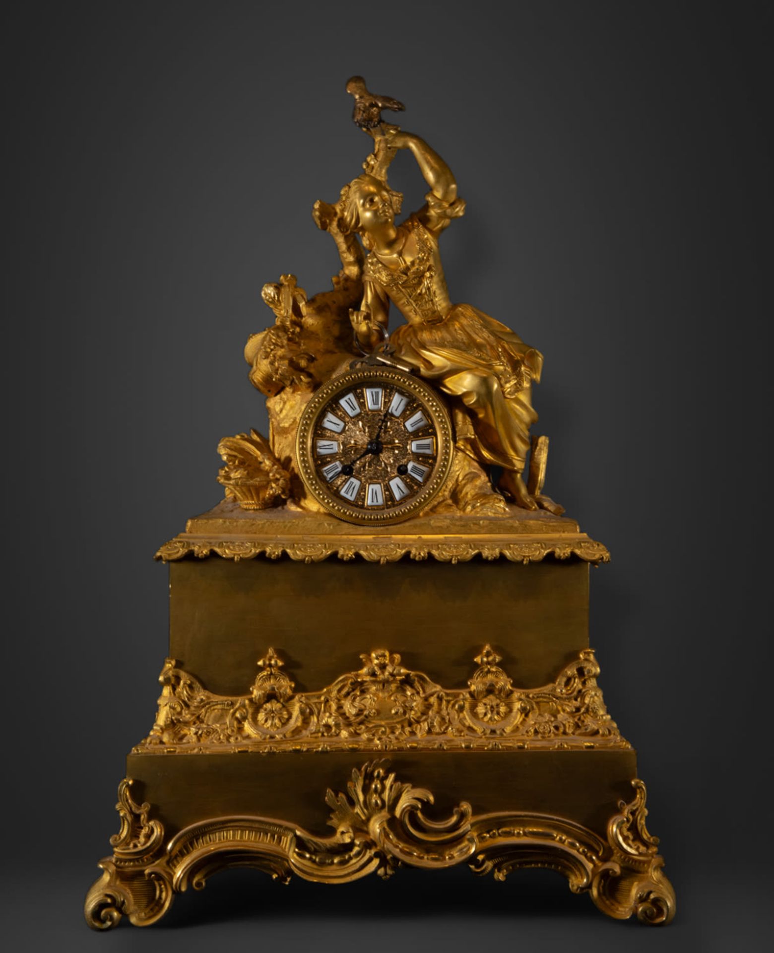 Elegant Charles X gilt bronze table clock, 19th century French