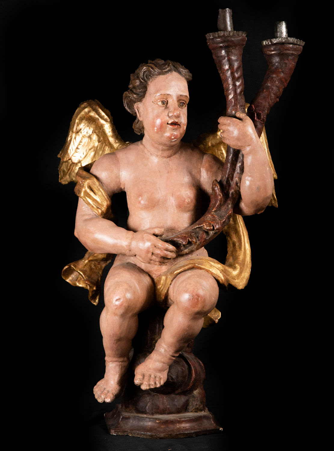 Pair of Important Portuguese Torchere Angels, 17th century Portuguese school - Image 2 of 12