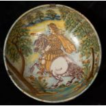 Large Talavera de la Reina bowl with rare motif of Julius Caesar on Horseback, 17th century