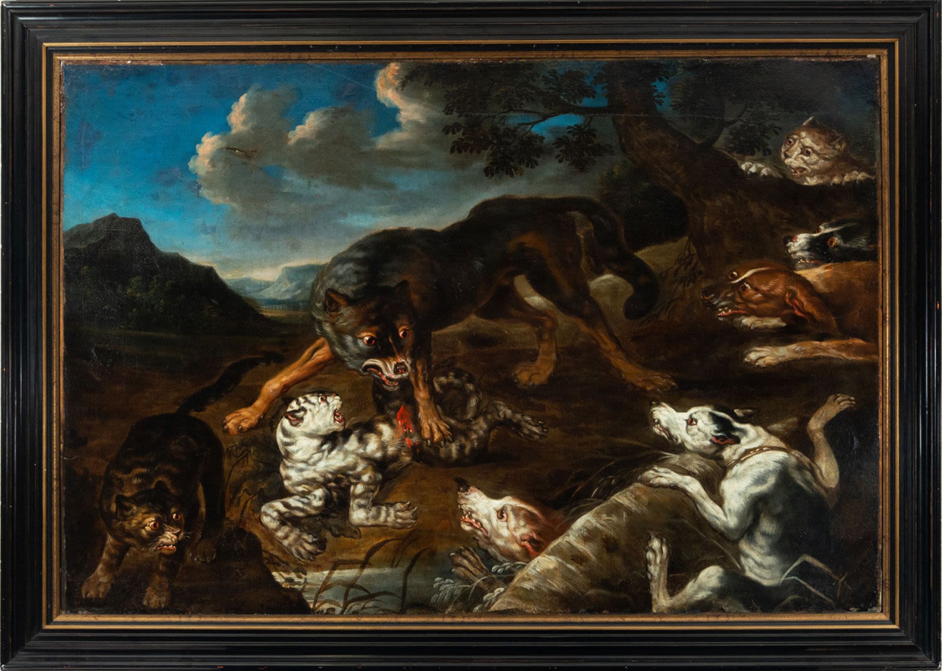 Hunting scene, 17th century Flemish school