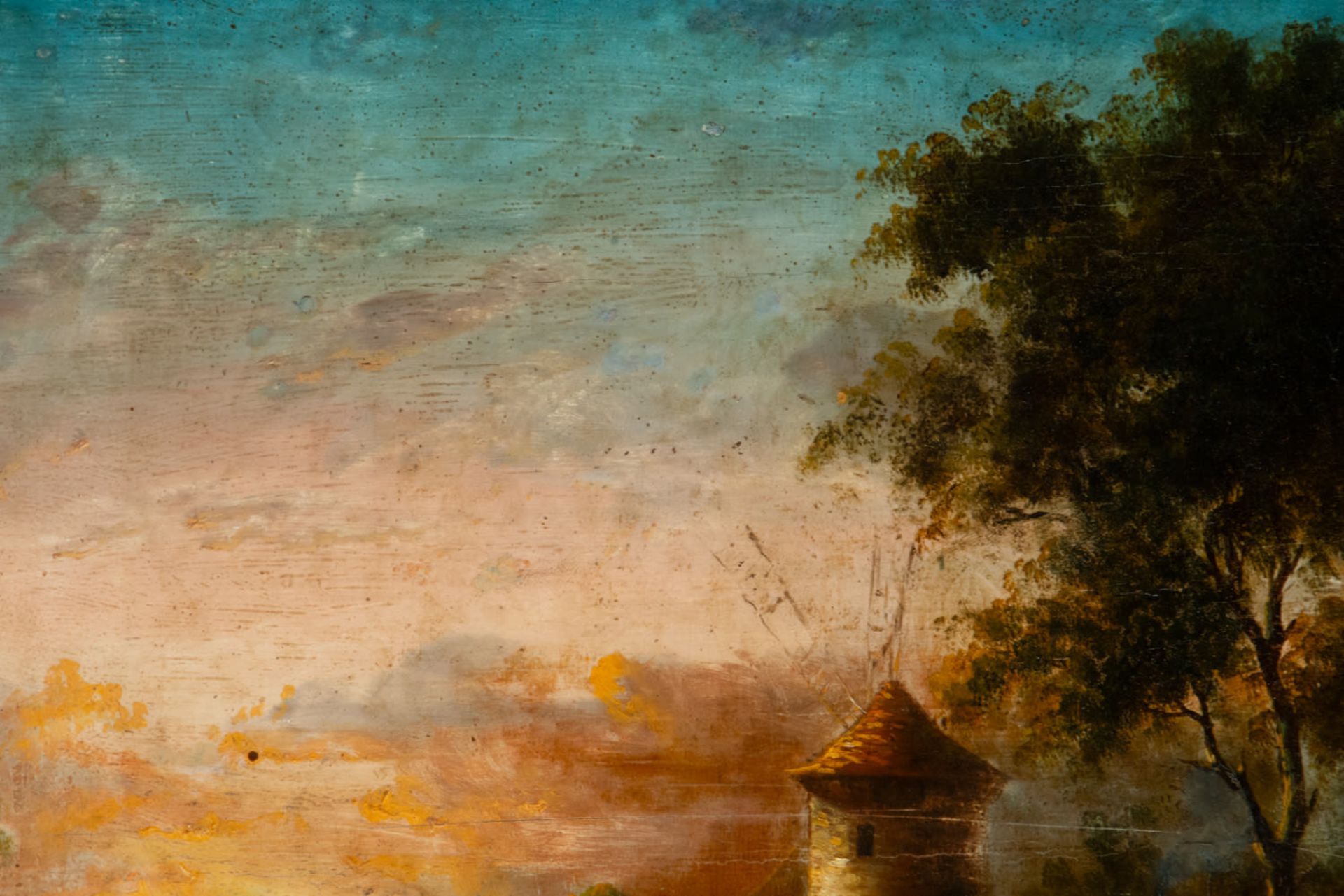 Dutch canal painted in oil on panel, 18th century - Image 4 of 5