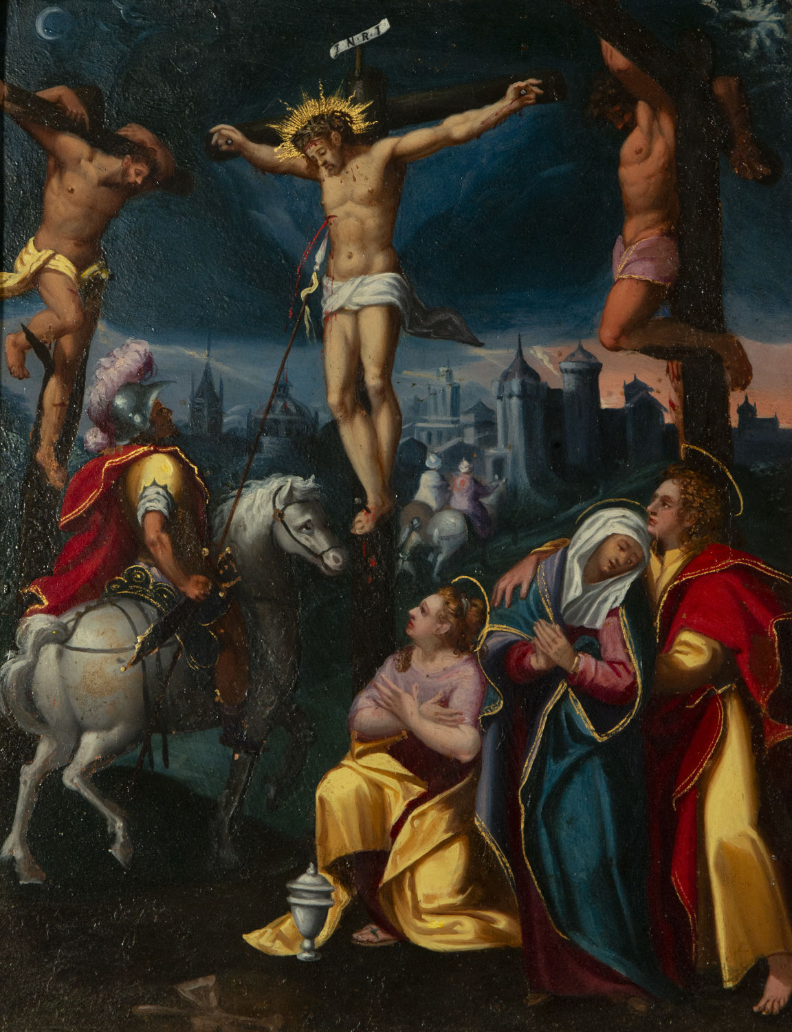 Attributed to Simon de Vos (Antwerp, 1603 – 1676) Christ on the Cross, oil on copper from the 17th c - Image 2 of 6