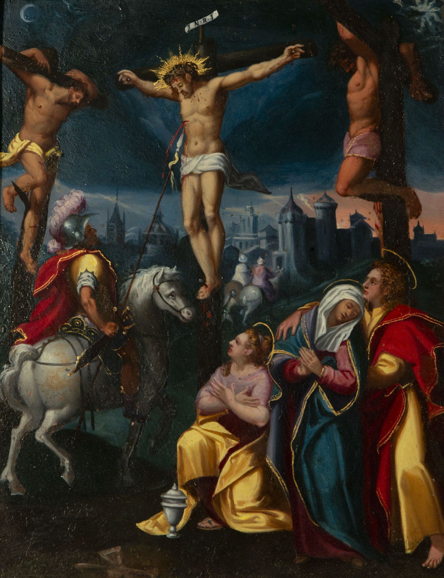 Attributed to Simon de Vos (Antwerp, 1603 – 1676) Christ on the Cross, oil on copper from the 17th c - Bild 2 aus 6